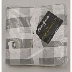Eddie Bauer Home Twin Flannel Sheets New In Package Gray White NWT